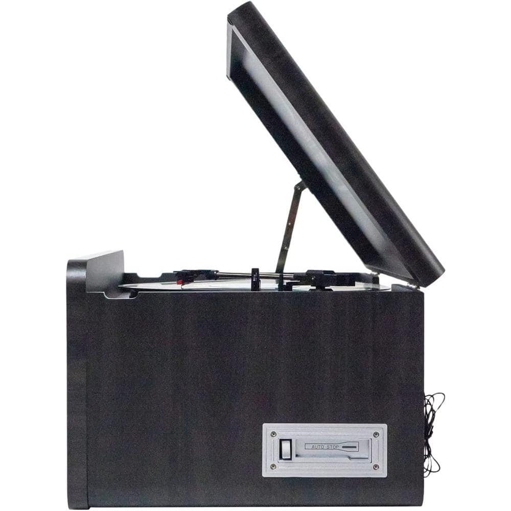 Graphite Wood 8-in-1 Music Center with Bluetooth and Turntable