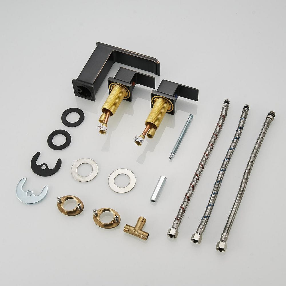 Oil Rubbed Bronze 8-Inch Widespread Waterfall Bathroom Faucet