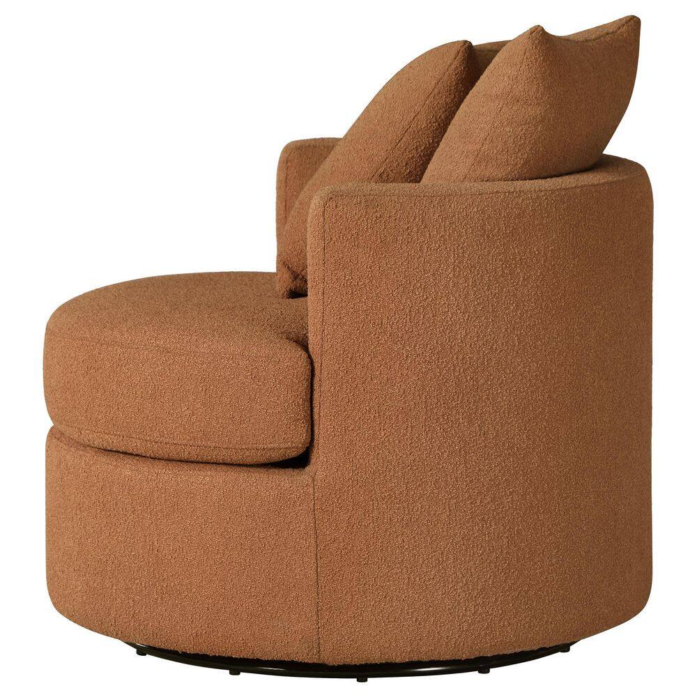 Burnt Orange Boucle Upholstered Swivel Accent Chair