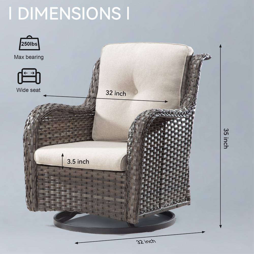 Modern Beige Steel Rocking Dining Armchair with Cushions