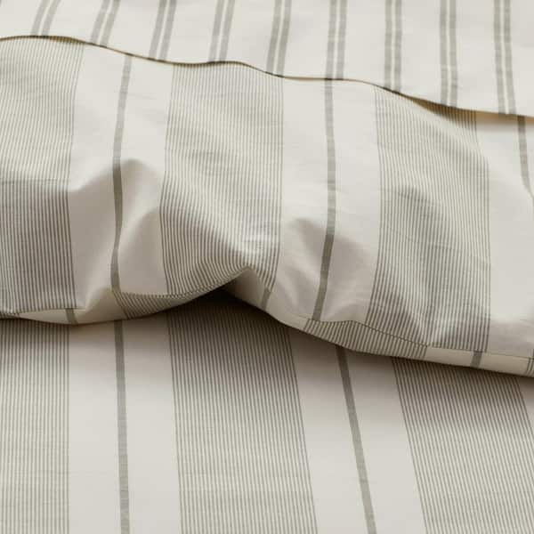 The Company Store Block Plaid Gray 200 Thread Count Yarn-Dyed Cotton Percale Twin XL Fitted Sheet