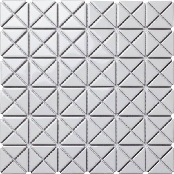 Merola Tile Tre Mini Crossover Glossy White 10-3/4 in. x 10-3/4 in. x 6 mm Porcelain Mosaic Tile (8.21 sq. ft. / case)