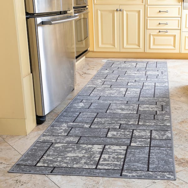 Ileading Kitchen Mats for Floor 3 Piece Set Washable Kitchen Rugs and Mats  Sets Non Slip Laundry Room Runner Rug Black Kitchen Area Rug Carpet for