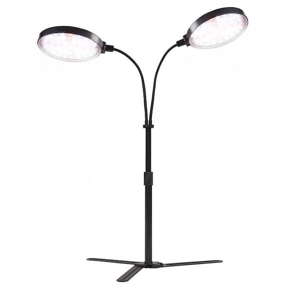 25.6 in. 12-Volt Full Spectrum LED Dual Ring Grow Light, 174 LEDs 6000K Adjustable Height w/Auto Timer for Indoor Plants