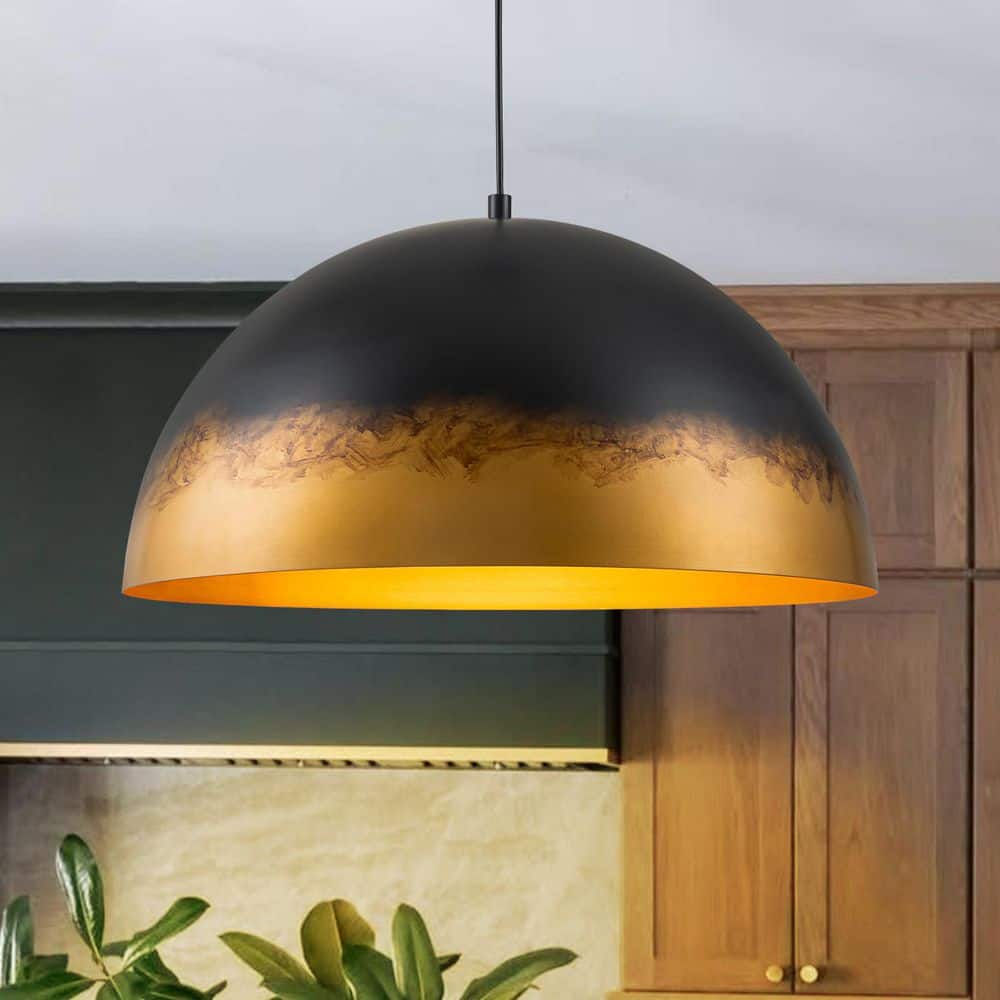 HUOKU Pover 1-Light 23.6 in.W Hand-Gradient Gold to Black Metal