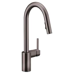 Align Single Handle Pull-Down Sprayer Kitchen Faucet with Reflex and Power Clean in Spot Resist Black Stainless