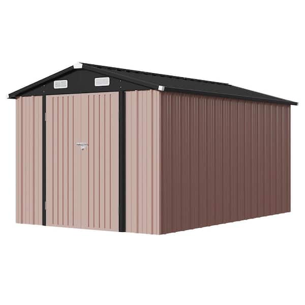 8 x 12 ft. Black Metal Storage Shed with Lockable Doors, Galvanized Steel Frame, and Vents (90 sq. ft. ).