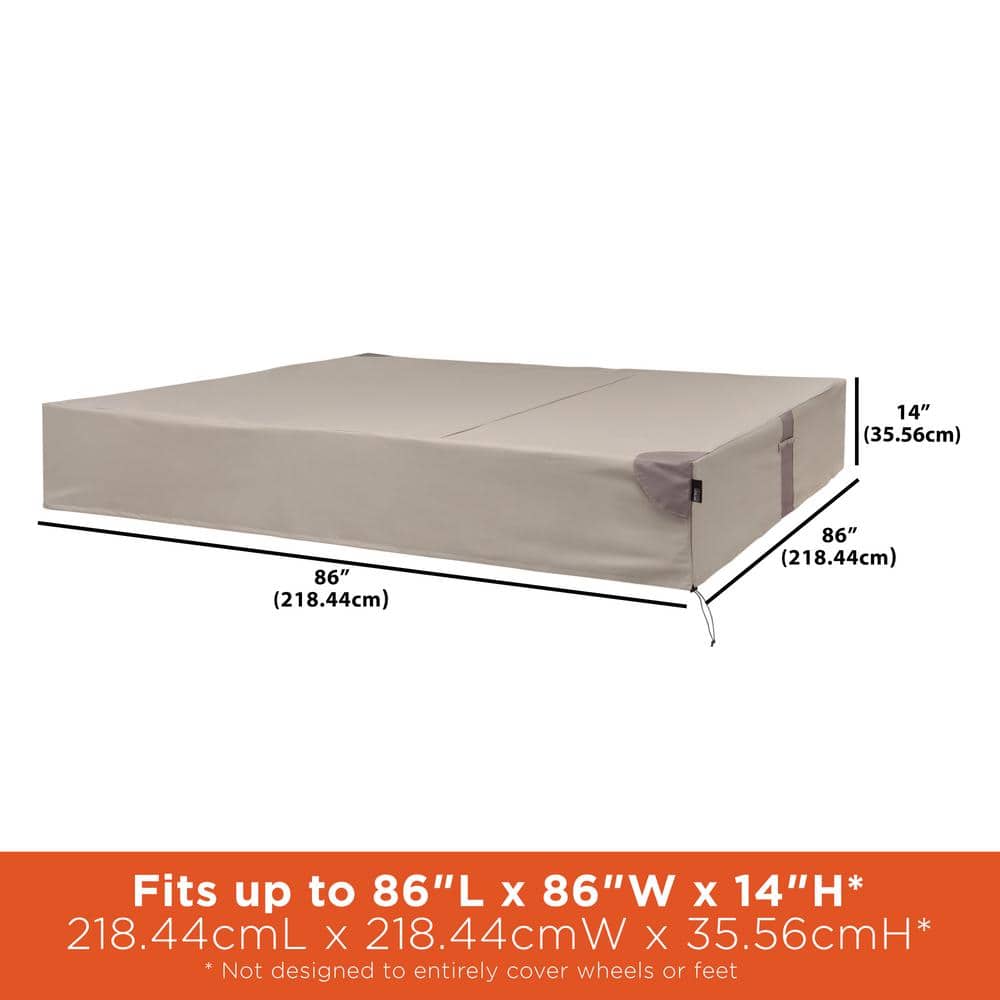 Beige Heavy-Duty Weather-Resistant Square Hot Tub Cover