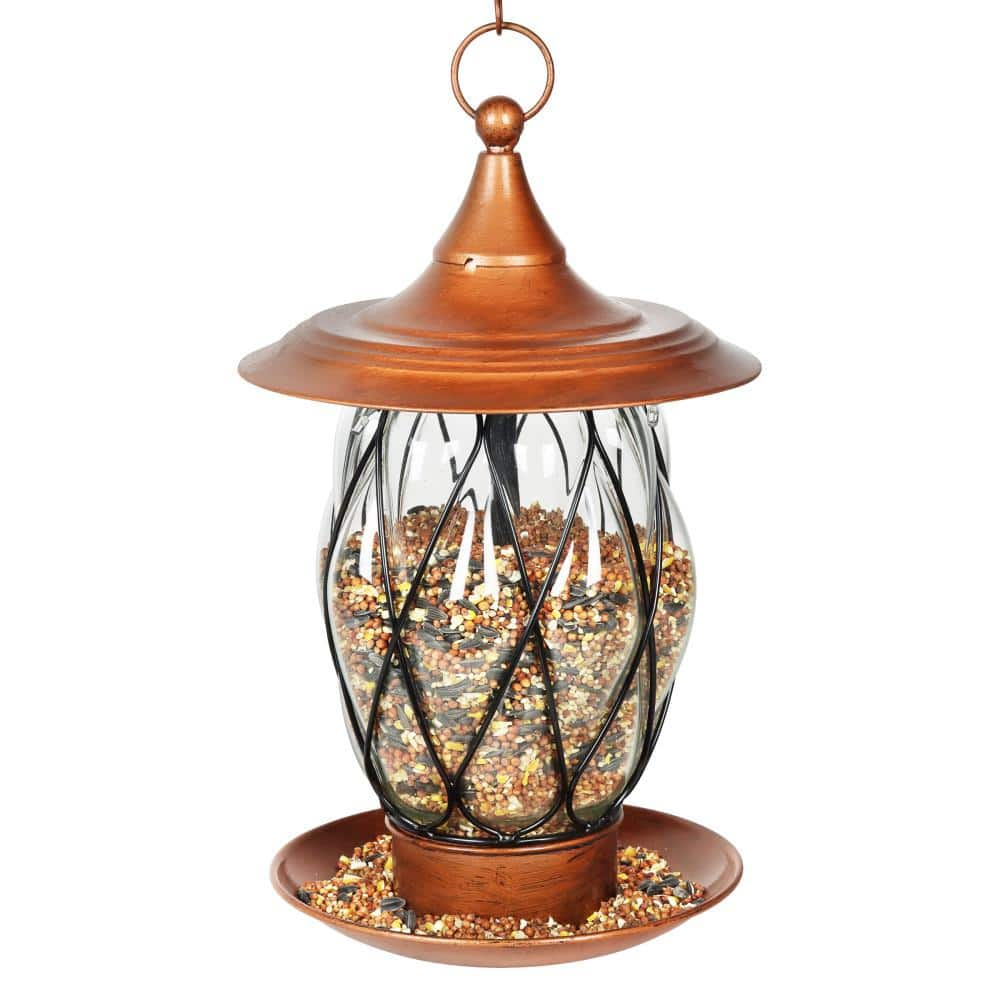 Exhart Solar Bronze, 9 in. x 40 in. Metal Bird Feeder