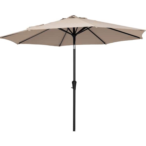 JEAREY 10 ft. Market Patio Umbrella with Push Button Tilt and Crank in Beige