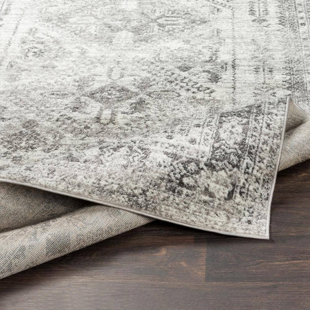 Gray Rectangular Medium Pile Polypropylene Area Rug, 5'3" x 7'3"