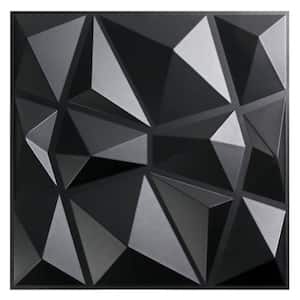 1/16 in. x 19.7 in. x 19.7 in. Pure Black Diamond 3D Decorative PVC Wall Panels (12-Sheets/32 sq. ft.)