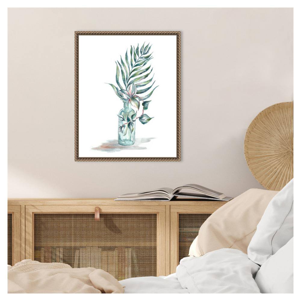 16"x20" Island Tropics Frond in Bottle I Canvas Print with Bronze Frame