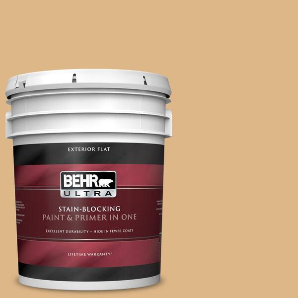 BEHR ULTRA 5 gal. #UL150-4 Fortune Cookie Flat Exterior Paint and Primer in One
