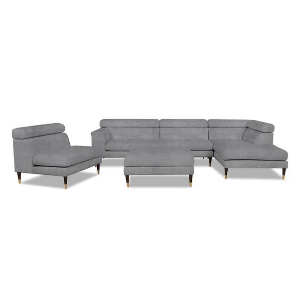 Jennifer Taylor Bartelt 4 Piece Platinum Gray Velvet U Shaped Right Facing Modular Sectional Sofa With Ottoman S66120 R V031 The Home Depot - Modular Sectional Sofa Jennifer Taylor Bartelt 4 Piece Platinum Gray Velvet U Shaped Right Facing Modular Sectional Sofa With Ottoman S66120 R V031 The Home Depot - Modular Sectional Sofa