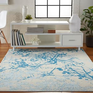 Jubilant Ivory/Blue 4 ft. x 6 ft. Moroccan Farmhouse Area Rug