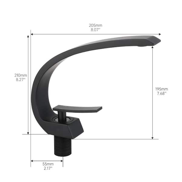 Single-Handle Single Hole Top-Mounted Bathroom Faucet with Handle in Matte Black