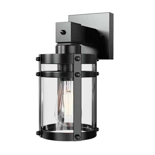 YANSUN 5.12 in. 1-Light Matte Black Cylinder Industrial Wall Sconce ...