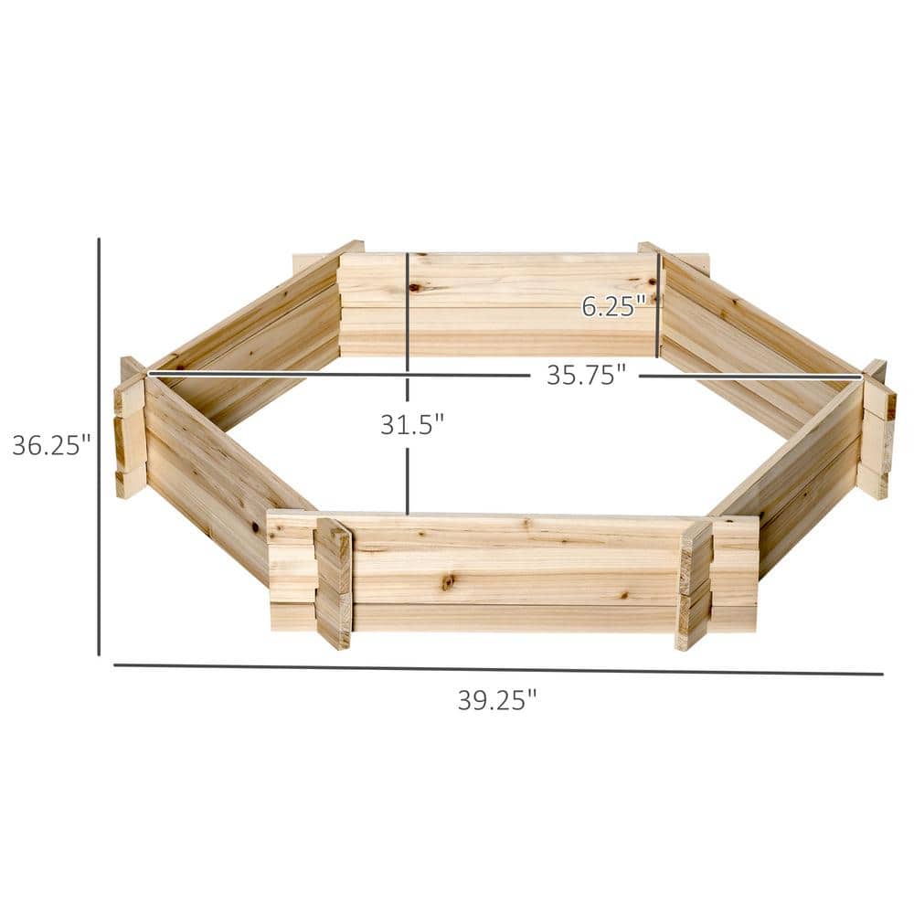 Natural Wood Hexagon Raised Garden Bed Planter for Outdoor Plants