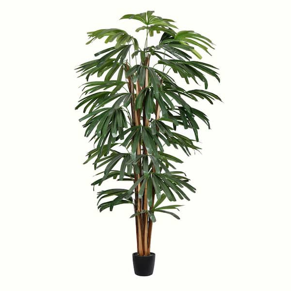 Vickerman 5 ft. Green Artificial Rhaphis Other Everyday Tree in Pot