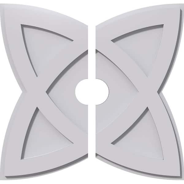 Ekena Millwork 1 in. P X 7-1/2 in. C X 20 in. OD X 3 in. ID Cosmo Architectural Grade PVC Contemporary Ceiling Medallion, Two Piece