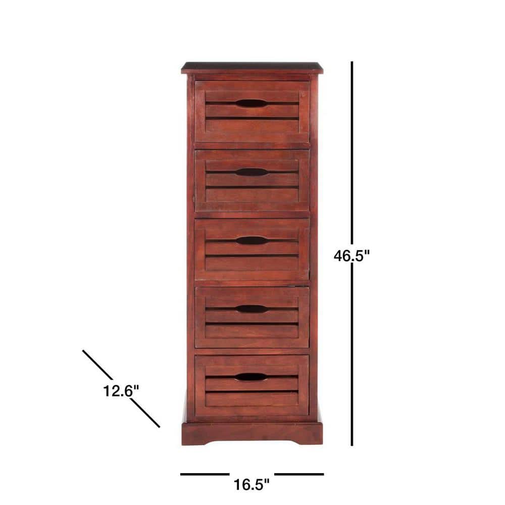 Coastal Charm Cherry Pine 5-Drawer Lingerie Cabinet