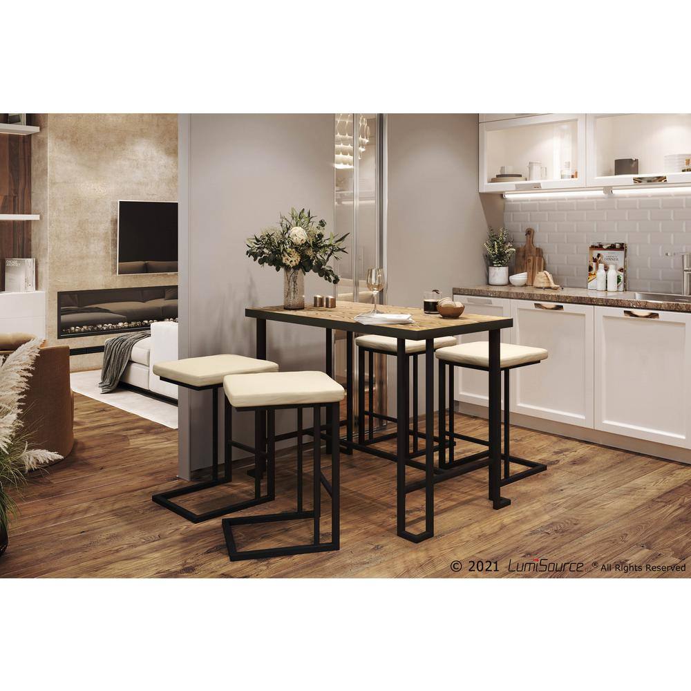 Reclaimed Wood Rustic Brown Counter Table with Steel Frame