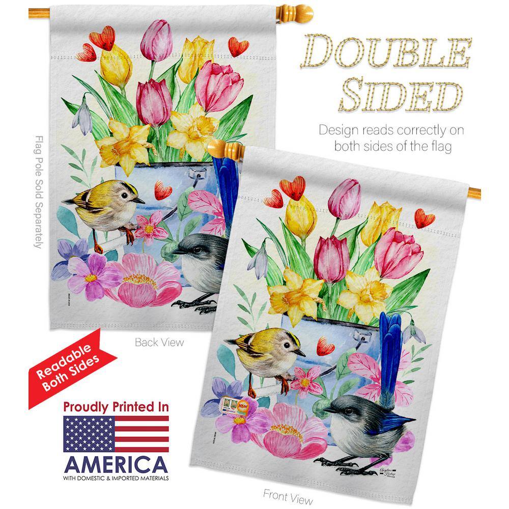 Spring Birdie Multi-Color Polyester Outdoor House Flag, 28 x 40 inches