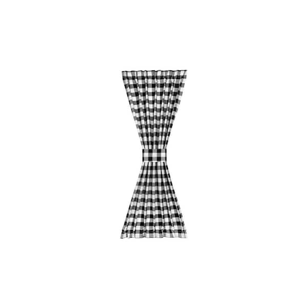 ACHIM Buffalo Check 25 in. W x 40 in. L Polyester/Cotton Light Filtering Door Panel and Tieback in Black/White