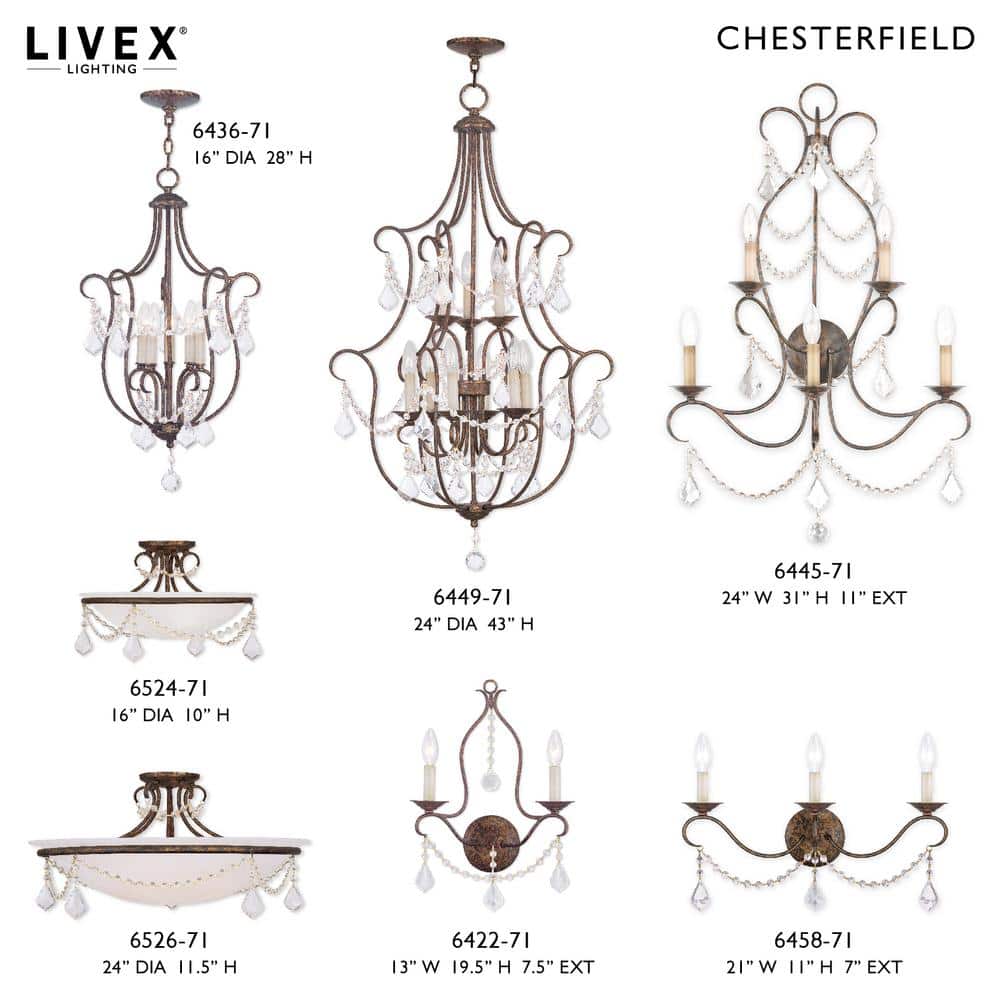 Chesterfield Venetian Golden Bronze 2-Light Crystal Sconce