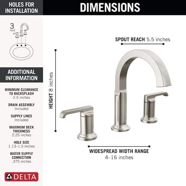 Delta Tetra 8 in. Widespread Double-Handle Bathroom Faucet in
