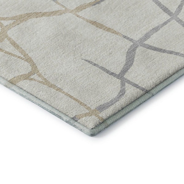 Mayfield Premium Machine Washable Abstract AMF1049 Ivory 9 ft. x 12 ft. Area Rug