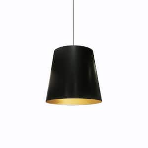 Oversized Drum 1-Light Polished Chrome Pendant with Laminated Fabric Shade