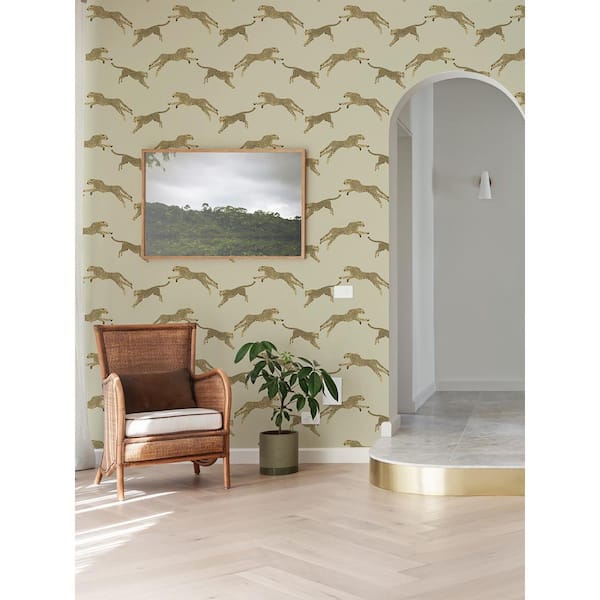 Dune Leaping Cheetah Peel and Stick Vinyl Wallpaper