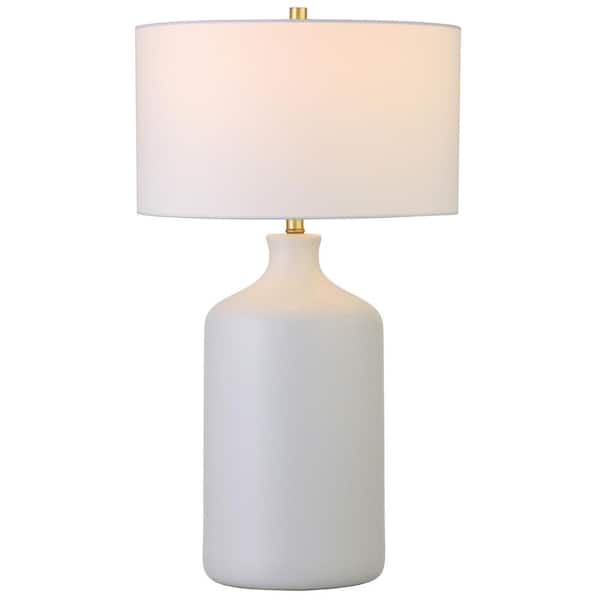 Meyer&Cross Sloane 29 in. Matte White/White Ceramic Table Lamp with Fabric Shade