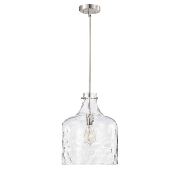 Warehouse of Tiffany Daelan 12 in. 1-Light Indoor Satin Nickel Finish Pendant Light