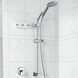 5.9 in. Wall Pole Length Single Handle 6-Spray Patterns Shower Faucet 1.8 GPM with High Pressure Hand Shower in Silver
