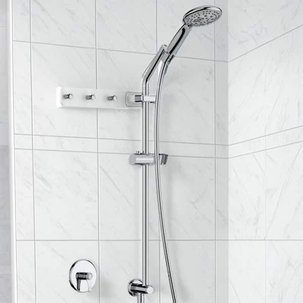 Unbranded 5.9 in. Wall Pole Length Single Handle 6-Spray Patterns Shower Faucet 1.8 GPM with High Pressure Hand Shower in Silver