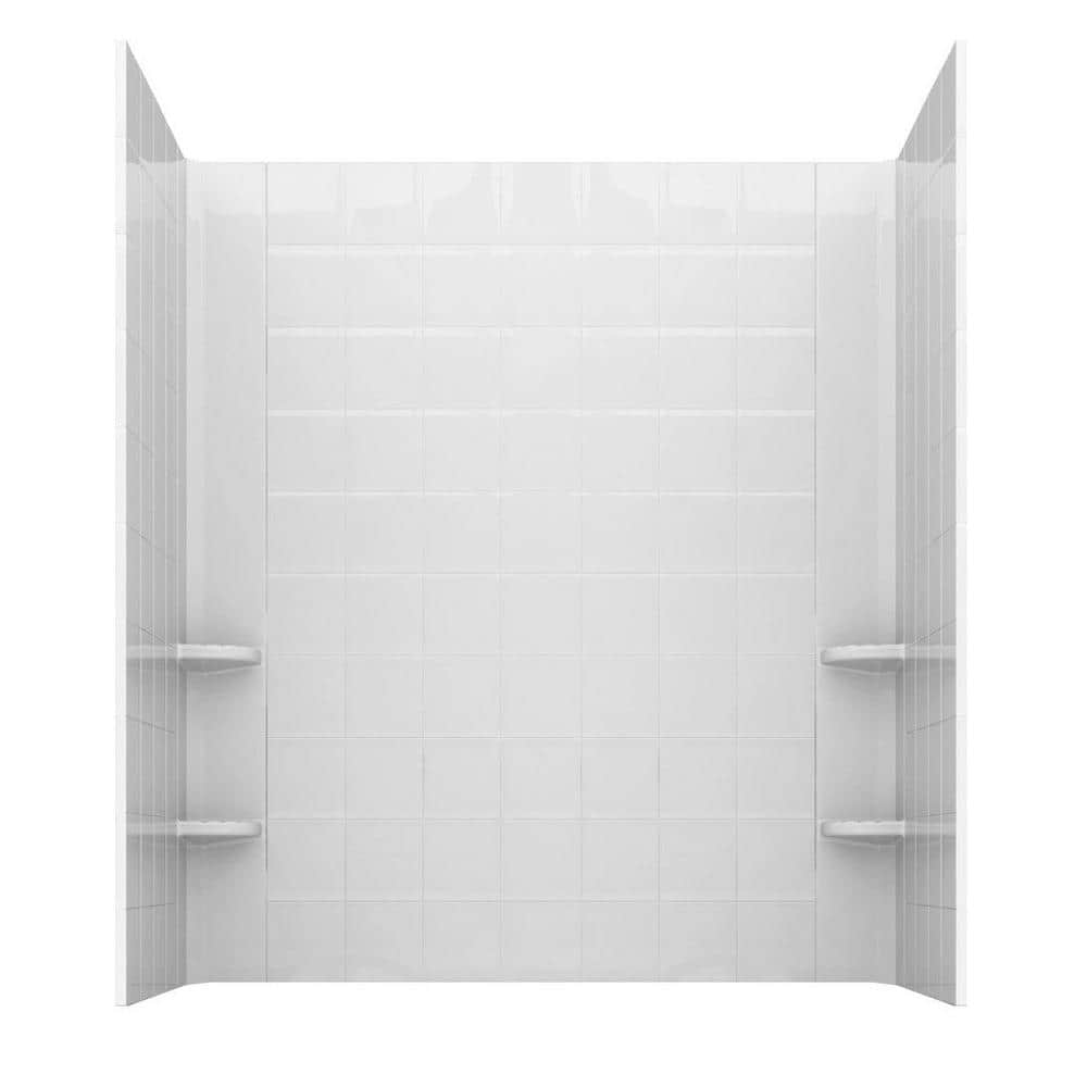 Rampart 60 in. x 60 in. 4-Piece Easy Up Adhesive Alcove Tub Surround with 6 in. Square Tiling in White price history on PriceWatchPro