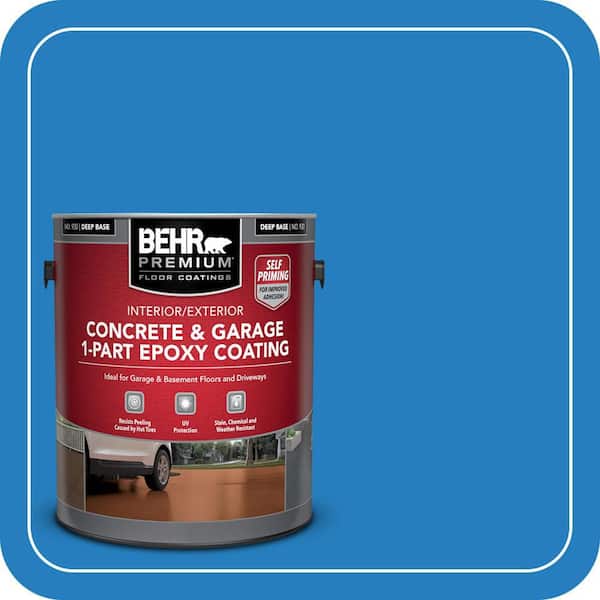 1 gal. #P510-6 Brilliant Blue Self-Priming 1-Part Epoxy Satin Interior/Exterior Concrete and Garage Floor Paint