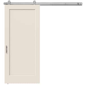 36 in. x 84 in. Madison Primed Smooth Molded Composite MDF Barn Door with Modern Hardware