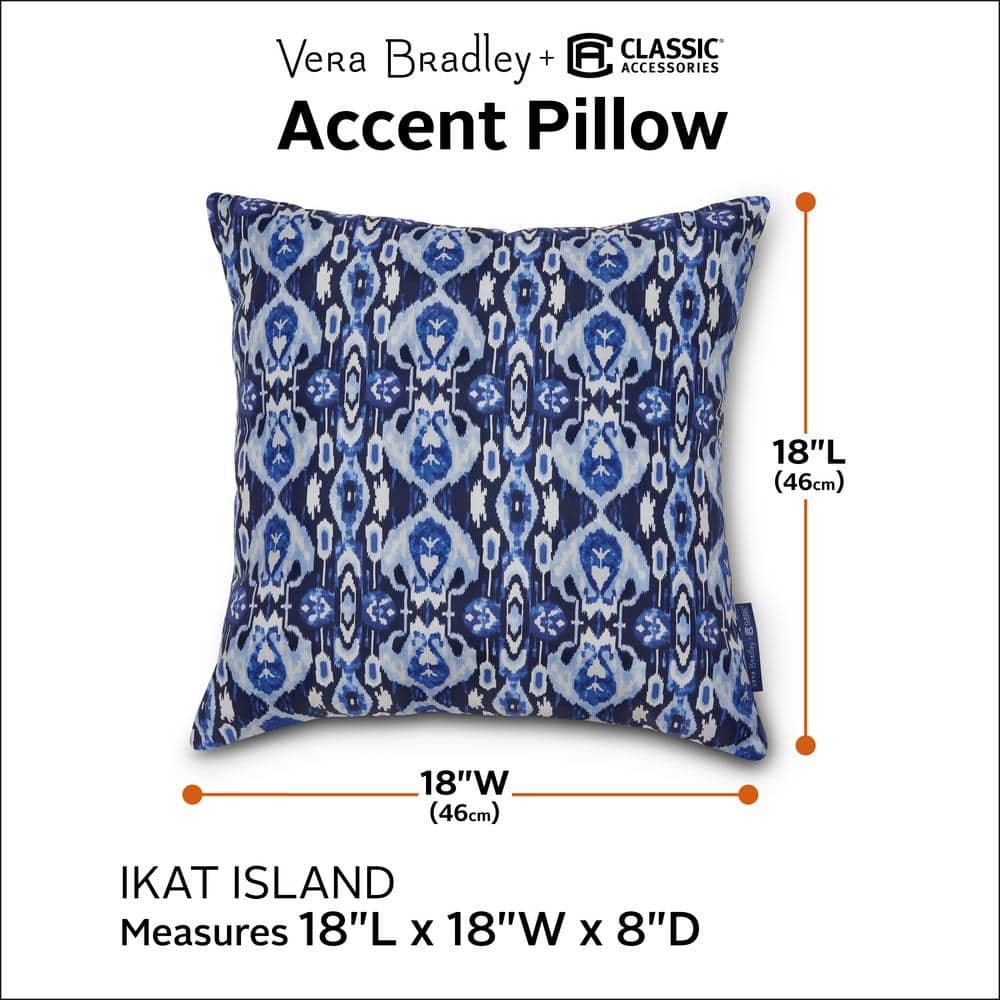 Dark Blue Ikat Outdoor Square Throw Pillow Set