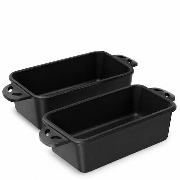 Cast Iron 2-in-1 1-Cup Bread Loaf Pan with Lid Pre-Seasoned Even Heat Distribution Bread Baking Pan 2 Piece Set