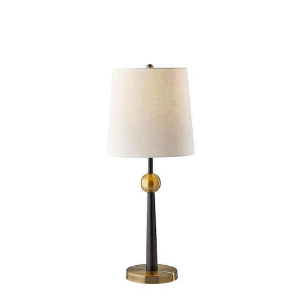 Adesso Francis 29 in. Black and Antique Brass Table Lamp