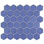 Tribeca 2 in. Hex Glossy 12-5/8 in. x 10-5/8 in. Periwinkle Porcelain Mosaic (9.96 sq. ft. /case)