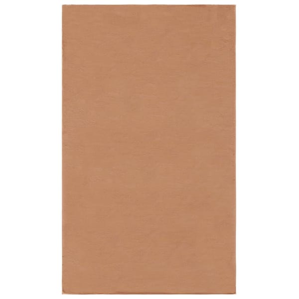 SAFAVIEH Faux Rabbit Fur Tan Doormat 3 ft. x 5 ft. Solid Flokati Area Rug