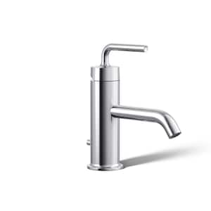 Purist Single Hole Single Handle Low-Arc Bathroom Faucet with Straight Lever Handle in Polished Chrome