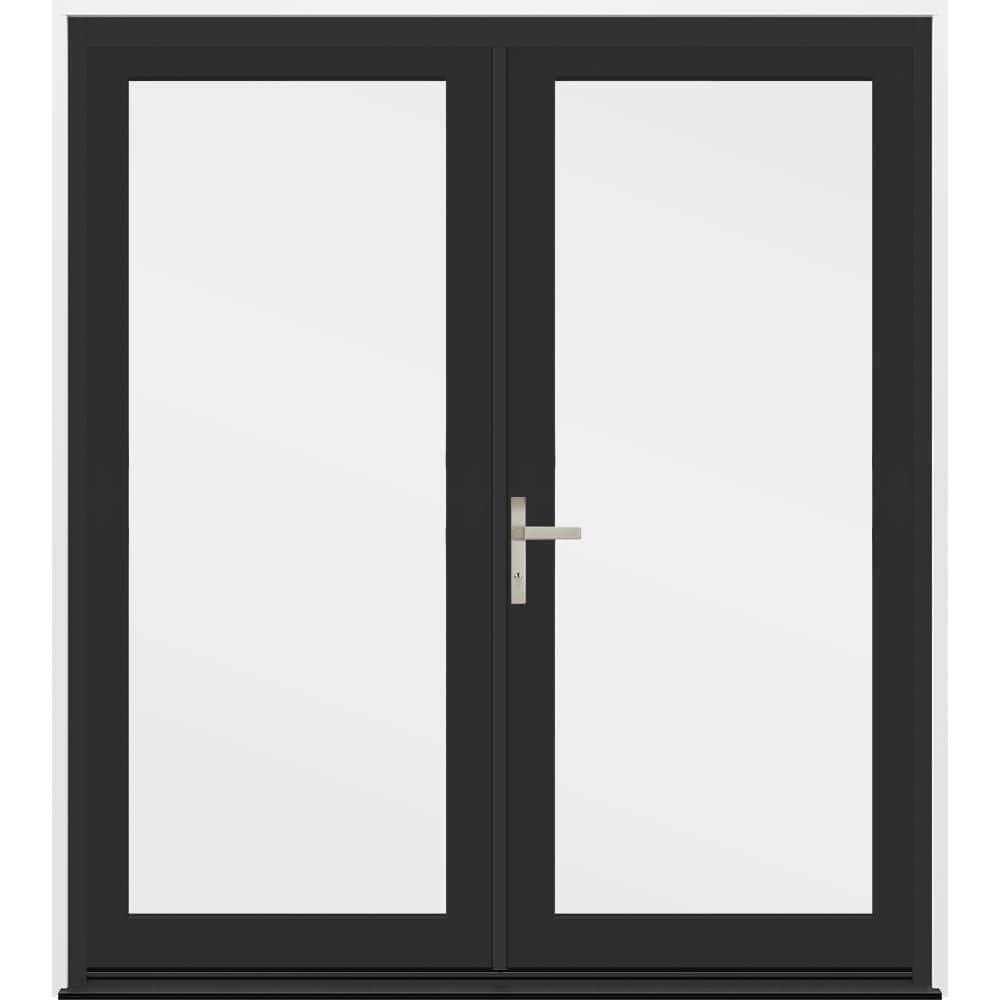 72 in. x 80 in. F4500 Right-Hand/Inswing Black/White Fiberglass French Patio Door w/ Low-E Glass and Nickel Handle price history on PriceWatchPro