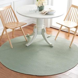 Braided Teal Doormat 3 ft. x 3 ft. Abstract Round Area Rug