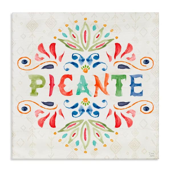 Stupell Industries Picante with Pattern by Dina June Gallery Wrapped Unframed Typography Graphic Art Print 17 in. x 17 in.